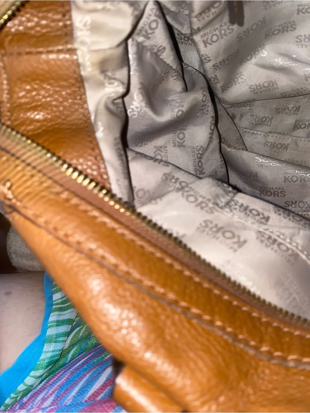 Michael Kors Fulton Large Slouchy Cognac Tan Pebbled Leather Shoulder Bag